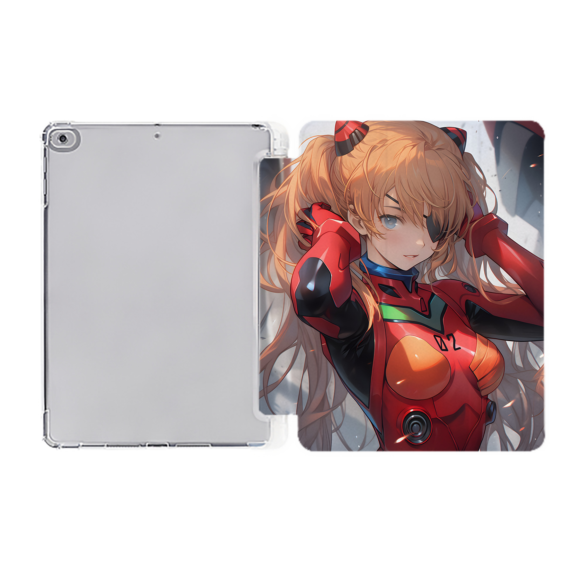 （画像用） EVA 新世紀エヴァンゲリオン IPad ケース ペン収納付き 三つ折りスタンド PUレザー×シリコン 対応機種9.5/10.5/10.9インチ